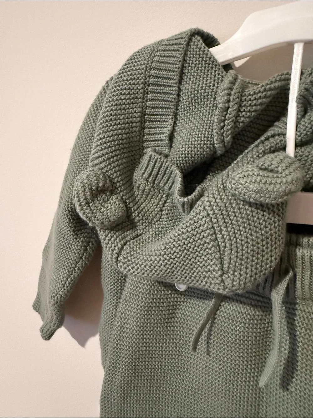 Cozy Knit Hoodie & Pants Set in Dusty Sage